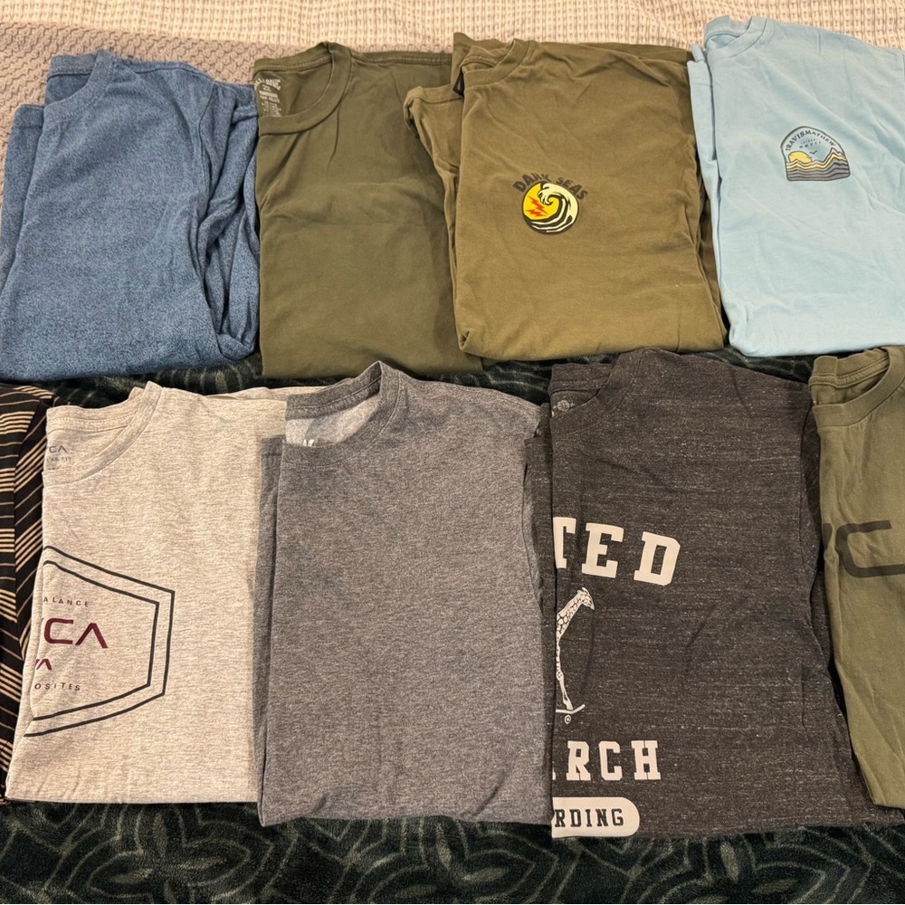 RVCA Men's Short Sleeve Tees - Blue, Green, Gray, Black
